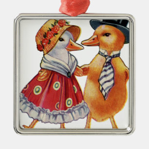 Vintage Duck Couple Metal Tree Decoration