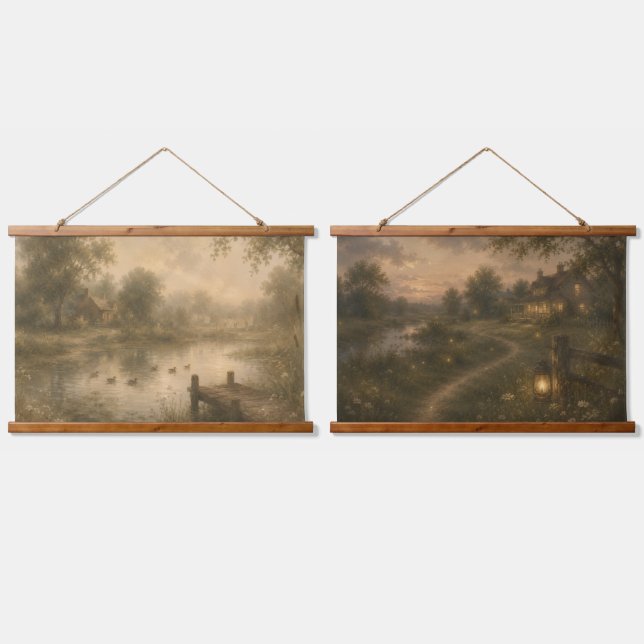 Vintage Duck Pond & Evening Meadow Tapestry Set (Double)