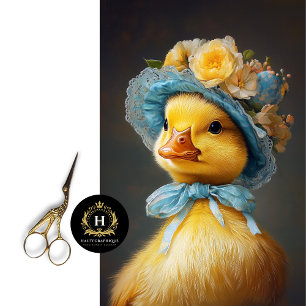 Vintage Duckling in Floral Bonnet Decoupage  Tissue Paper