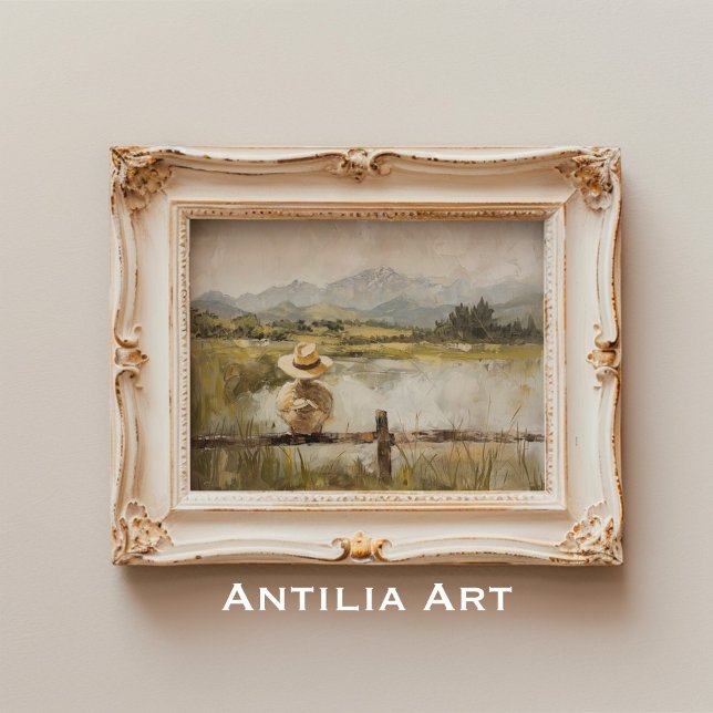 Vintage Duckling Painting Rustic Country Duck Pond Poster (Creator Uploaded)