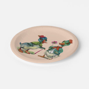 Vintage Ducks Spring Couple Paper Plate