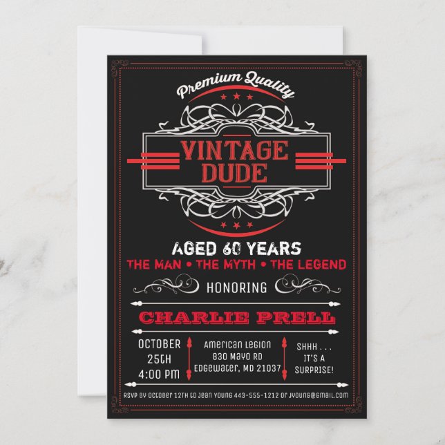 Vintage Dude Birthday Man Myth Legend Invitation (Front)