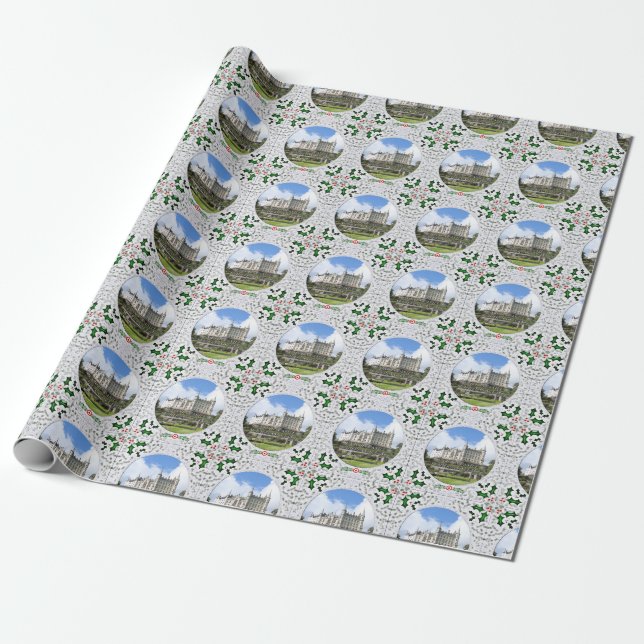 Vintage Dunrobin Castle Sutherland Clan Christmas Wrapping Paper (Unrolled)