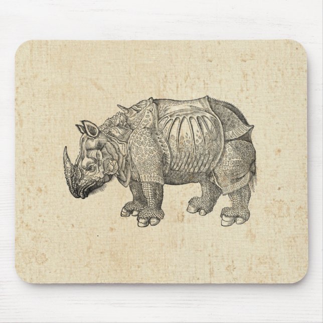 Vintage Durer Rhino Mouse Mat (Front)