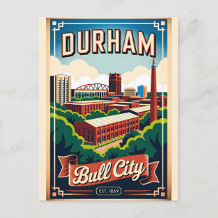 Vintage Durham North Carolina Bull City Retro Postcard