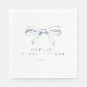 Vintage Dusty Blue Bow Bridal Shower Napkin