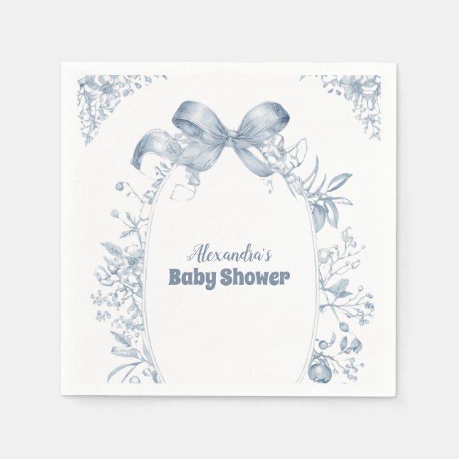 Vintage Dusty Blue Bow Napkin (Front)