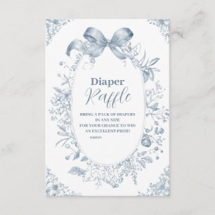 Vintage Dusty Blue Bow Raffle Diapper Enclosure Card
