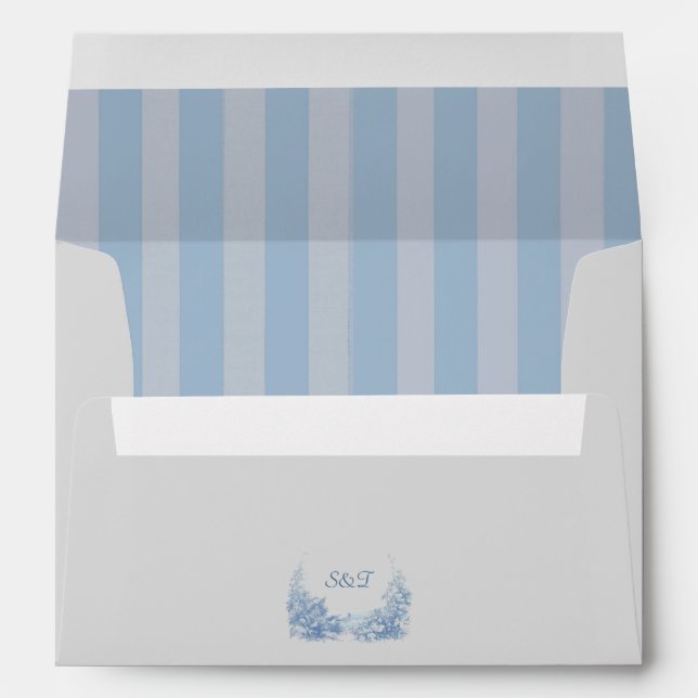 Vintage Dusty Blue Contemporary Envelope (Back (Bottom))