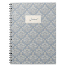 Vintage Dusty Blue Damask Calligraphy Journal