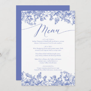 Vintage Dusty Blue Floral Chinoiserie Botanical Menu