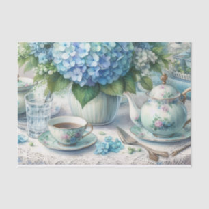 Vintage Dusty Blue Floral Tea Party Tissue Paper