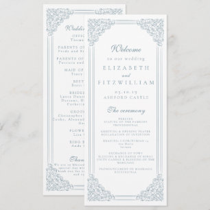 Vintage Dusty Blue Frame Elegant Script Wedding 