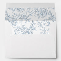 Vintage Dusty Blue French Floral Toile Birds