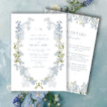 Vintage Dusty Blue Garden Monogram Details Wedding Invitation<br><div class="desc">For the couple who appreciates tradition with a twist, this delicately illustrated invitation blends timeless formality with a touch of garden romance. A symmetrical floral frame in dusty blue and soft green creates an heirloom-style setting for your wedding details, encircling your monogram with effortless grace. This design feels equally at...</div>