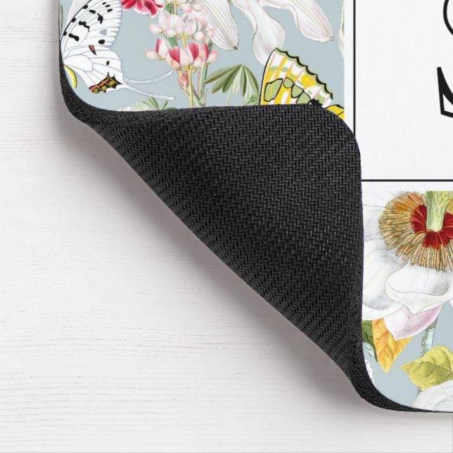 Vintage Dusty Blue Mariposa Monogrammed Mouse Pad (Corner)