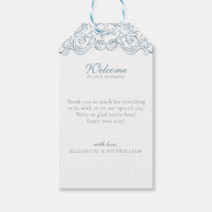 Vintage Dusty Blue Ornate Frame Welcome   Gift Tags
