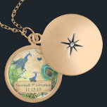 Vintage Dusty Blue Peacock Damask Anniversary  Locket Necklace<br><div class="desc">Keepsake Necklaces Choose either Silver Plated Gold Finish or Sterling Silver Unique Personalised Custom 1st Christmas Gift, 25th Wedding Anniversary, 1st Newlywed Birthday after Married, Wedding Keepsake Wedding Party Necklaces - to change background colour - click customise - click edit - choose last tool in drop down menu and choose...</div>