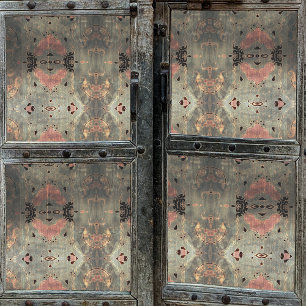 Vintage Dusty Blue Pink Pattern On Rustic Wood Tissue Paper