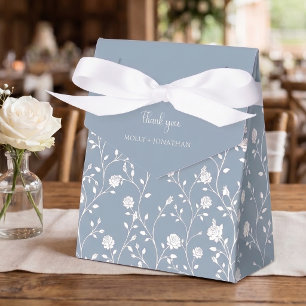 Vintage Dusty Blue Rose Vine Wedding Favour Box