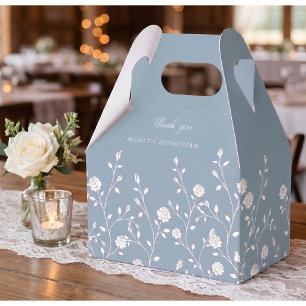 Vintage Dusty Blue Rose Vine Wedding Favour Box