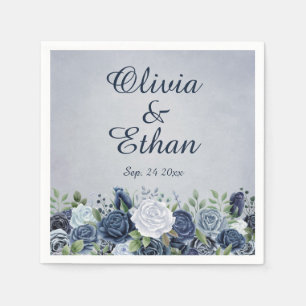Vintage Dusty Blue Roses Napkin