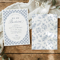 Vintage Dusty Blue We Do BBQ Engagement Party