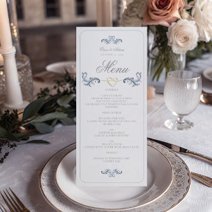 Vintage Dusty Blue Wedding Menu