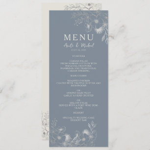 Vintage Dusty Blue Wedding Menu