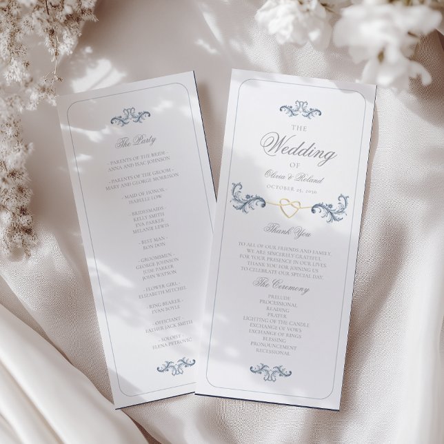 Vintage Dusty Blue Wedding Program (Creator Uploaded)