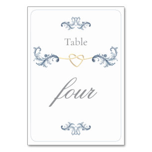 Vintage Dusty Blue Wedding Table Number