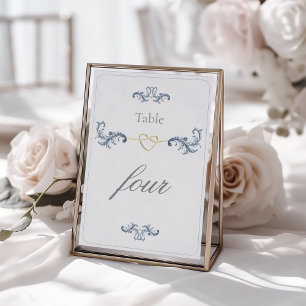 Vintage Dusty Blue Wedding Table Number