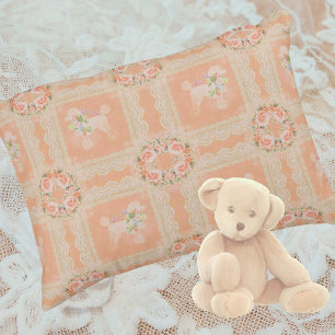 Vintage Dusty Peach Poodle Patchwork Decorative Cushion