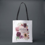 Vintage Dusty Pink and Burgundy Red Wedding Tote Bag<br><div class="desc">Burgundy red and vintage dusty rose floral wedding bags</div>