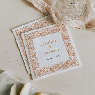 Vintage Dusty Pink Ditzy Floral Wedding Cocktail Napkin