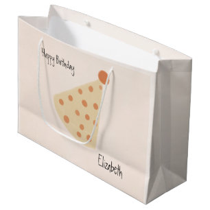 Vintage Dusty Pink Dots Cute Party Hat Cartoon Large Gift Bag
