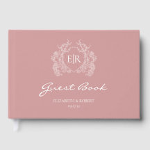 Vintage Dusty Pink Floral Crest Monogram Wedding 2