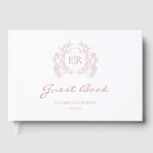 Vintage Dusty Pink Floral Crest Monogram Wedding