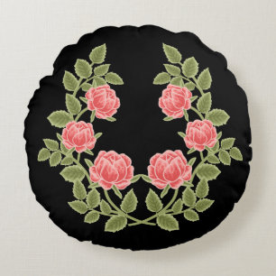Vintage Dusty Pink Roses Floral Pattern - Romantic Round Cushion