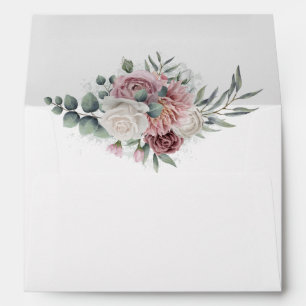 Vintage Dusty Rose and Greenery Envelope