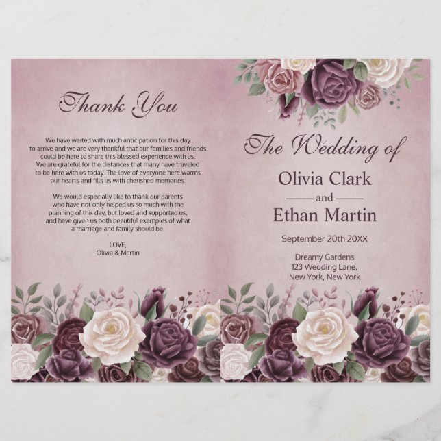 Vintage Dusty Rose Blooming Floral (Front)