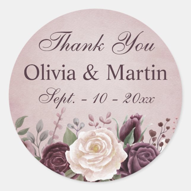 Vintage Dusty Rose Bouquet Classic Round Sticker (Front)