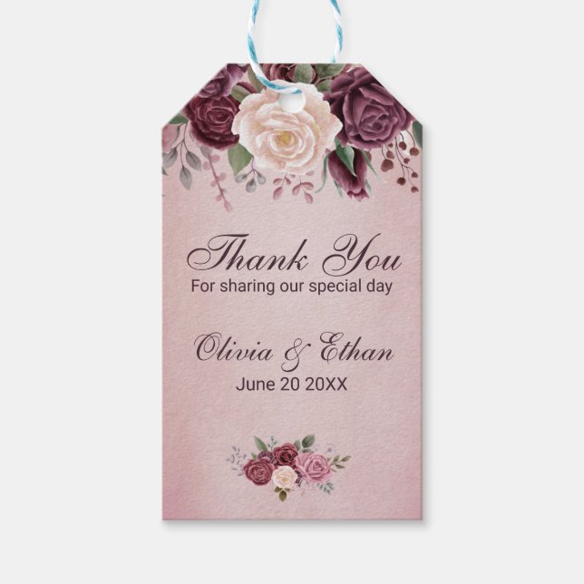 Vintage Dusty Rose Bouquet Gift Tags (Front)