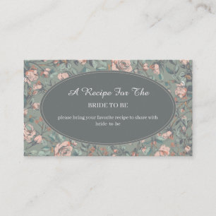Vintage Dusty Rose Bridal Shower Share Recipe Enclosure Card