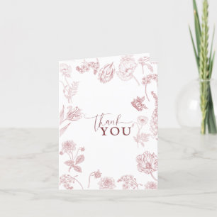 Vintage Dusty Rose Floral Bridal Shower Thank You Card
