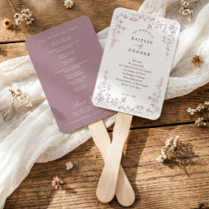 Vintage Dusty Rose French Floral Wedding Program Hand Fan