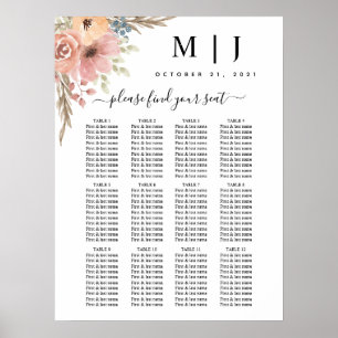 Vintage Dusty Rose Peach Floral Seating Chart