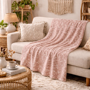 Vintage Dusty Rose Pink Florals Elegant Romantic Sherpa Blanket
