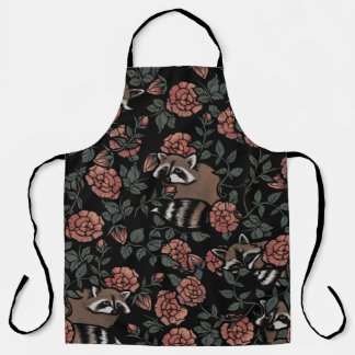 Vintage Dusty Rose Raccoons Apron