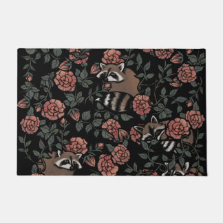 Vintage Dusty Rose Raccoons Doormat